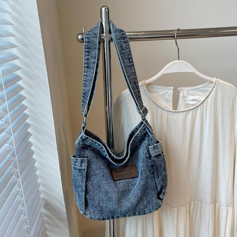 Fashion Embossed Letter Denim Bag 2025 New Texture Fashion Casual Shoulder Bag When Simple Shoulder Bag