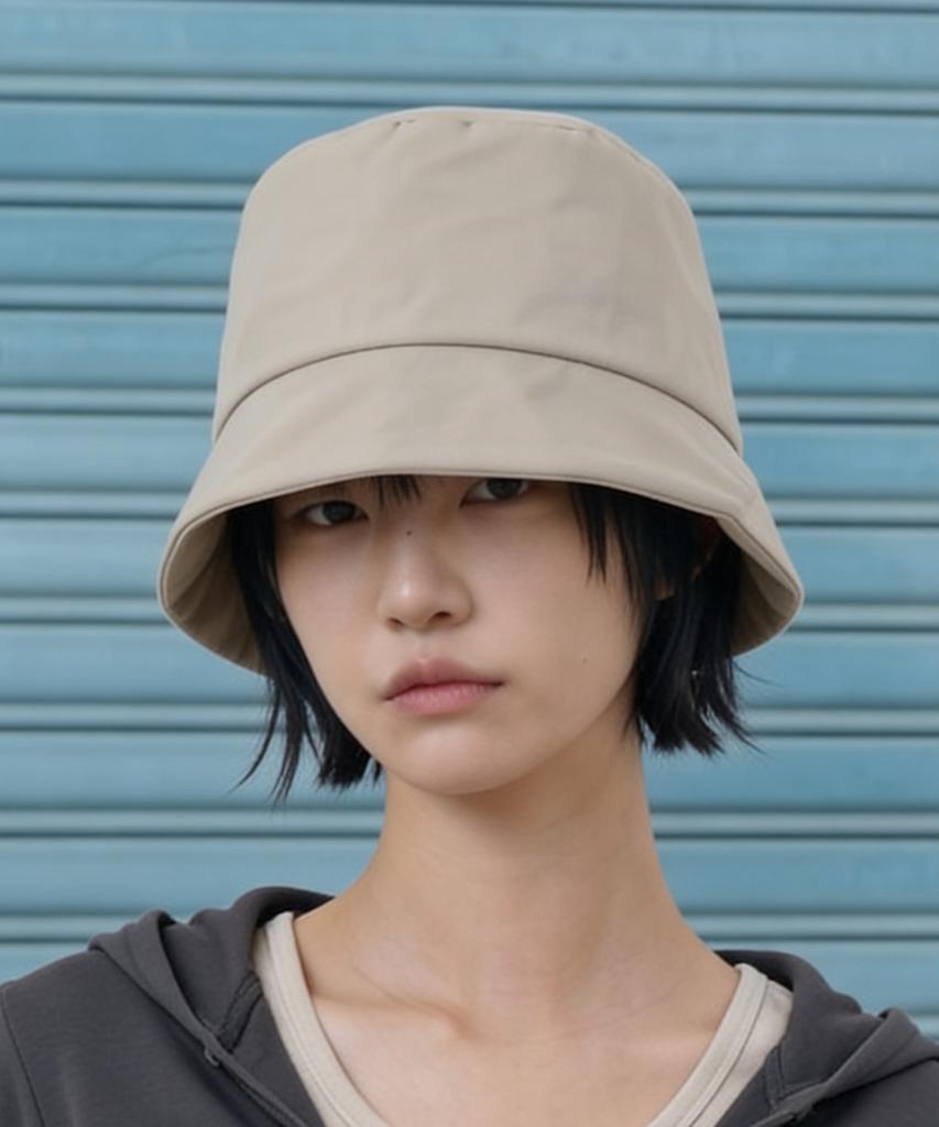 Eondeokeonteulolseutyudio Short Brim Bucket Hat Tulip Bucket / Memory / Beige
