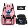 Cute Cartoon Print Backpack Set for Teens Students 3-Piece Set Laptop Bag Pencil Case Crossbody Bag