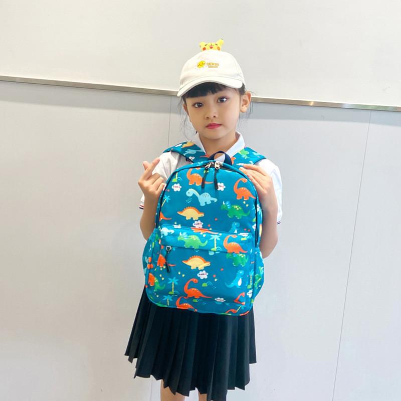 Cute Dinosaur Print Children's Backpack Breathable Lightweight Nylon School Bag