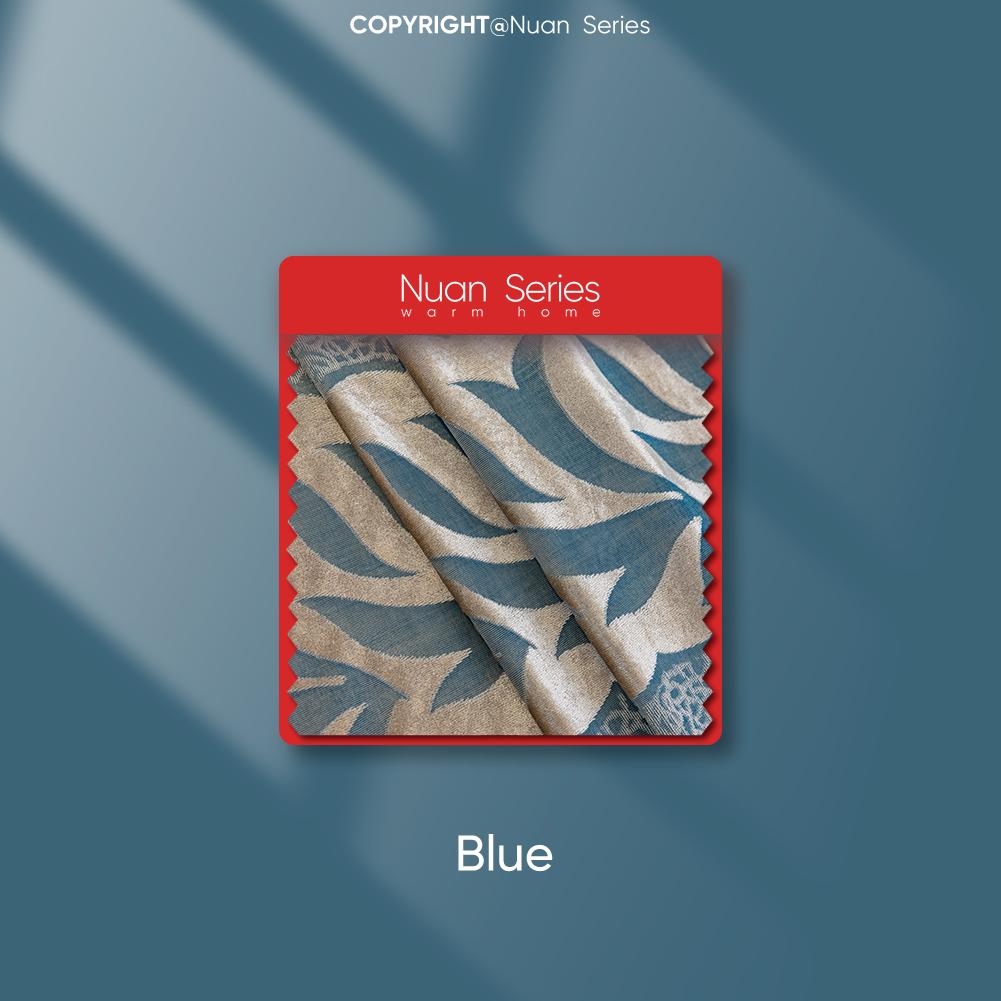 1PC Nuan Series Advanced European 40-70% Blackout Blue and Gray Jacquard Curtains for Living Room Bedroom Home Decor