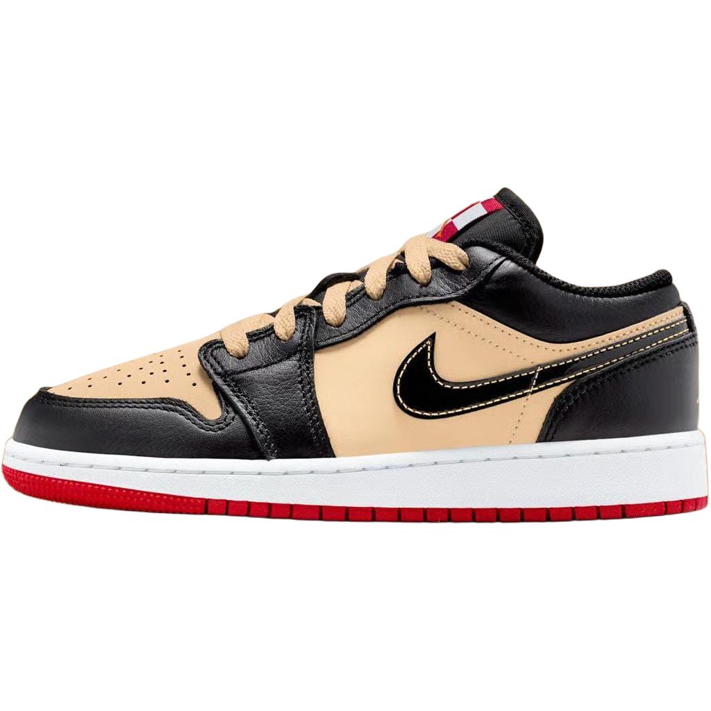 

New Jordan Air Jordan 1 Abrasion Resistant Low Top Children s Basketball Shoes Tan/Black Kids HQ2016-200 40