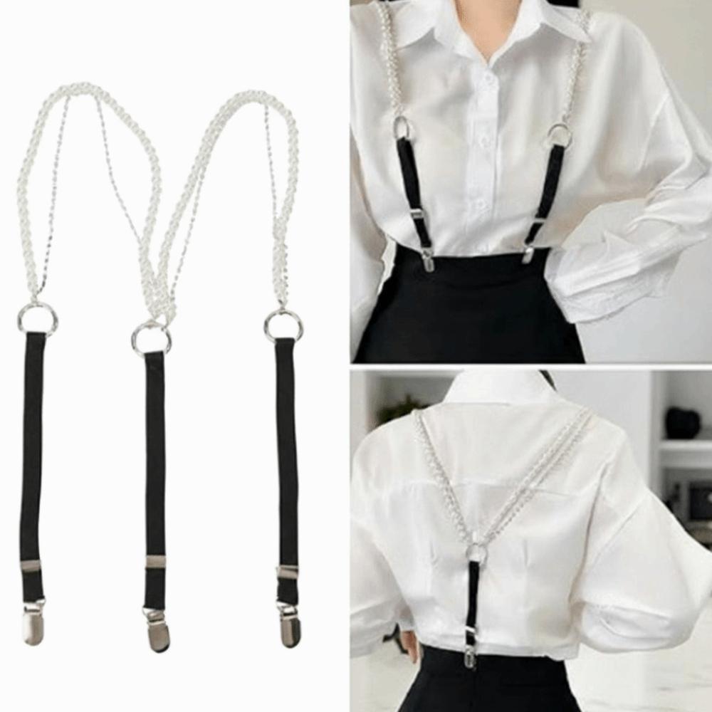 Paski do koszuli w kształcie litery Y z perełkami, elastyczne, regulowane szelki dla kobiet