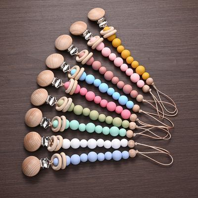 3Pcs Baby Anti-drop Chain Pacifier Clips Silicone Beads Handmade Toddler Teether Teething Chain Nipple Clip Chew Toys