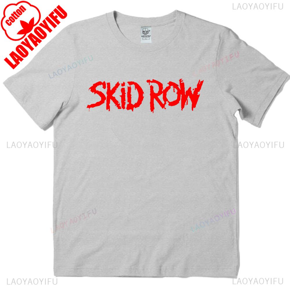 Skid Row Red Logo Black Adult T-Shirt Ropa Hombre Trending Cool Creative Hipster Comfortable Personality High Quality Cotton