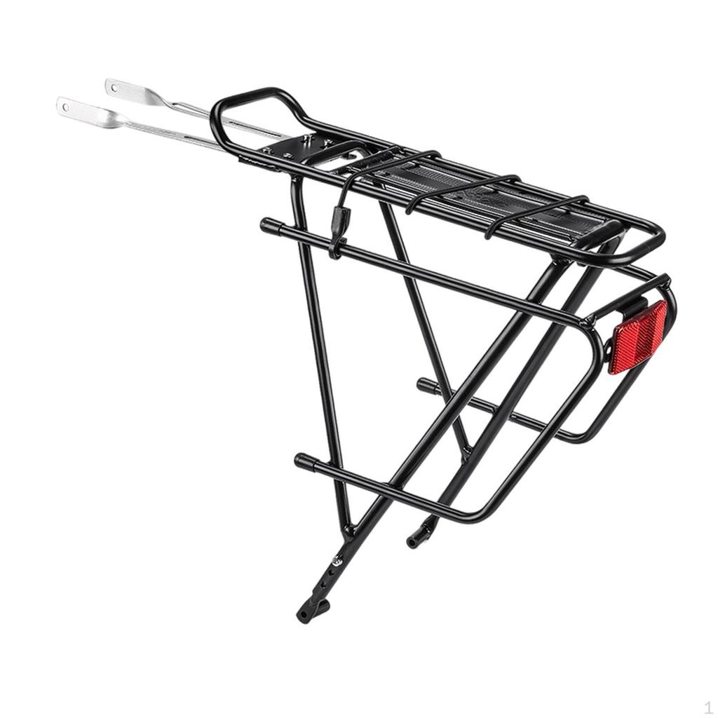Bike Cargo Rack Bicycle Aluminum Alloy Universal with Rope Pannier Bag Holder Black