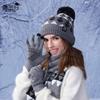 Winter warm hat scarf three-piece set women's outdoor velvet cold-proof pullover hat fashion knitted wool hat