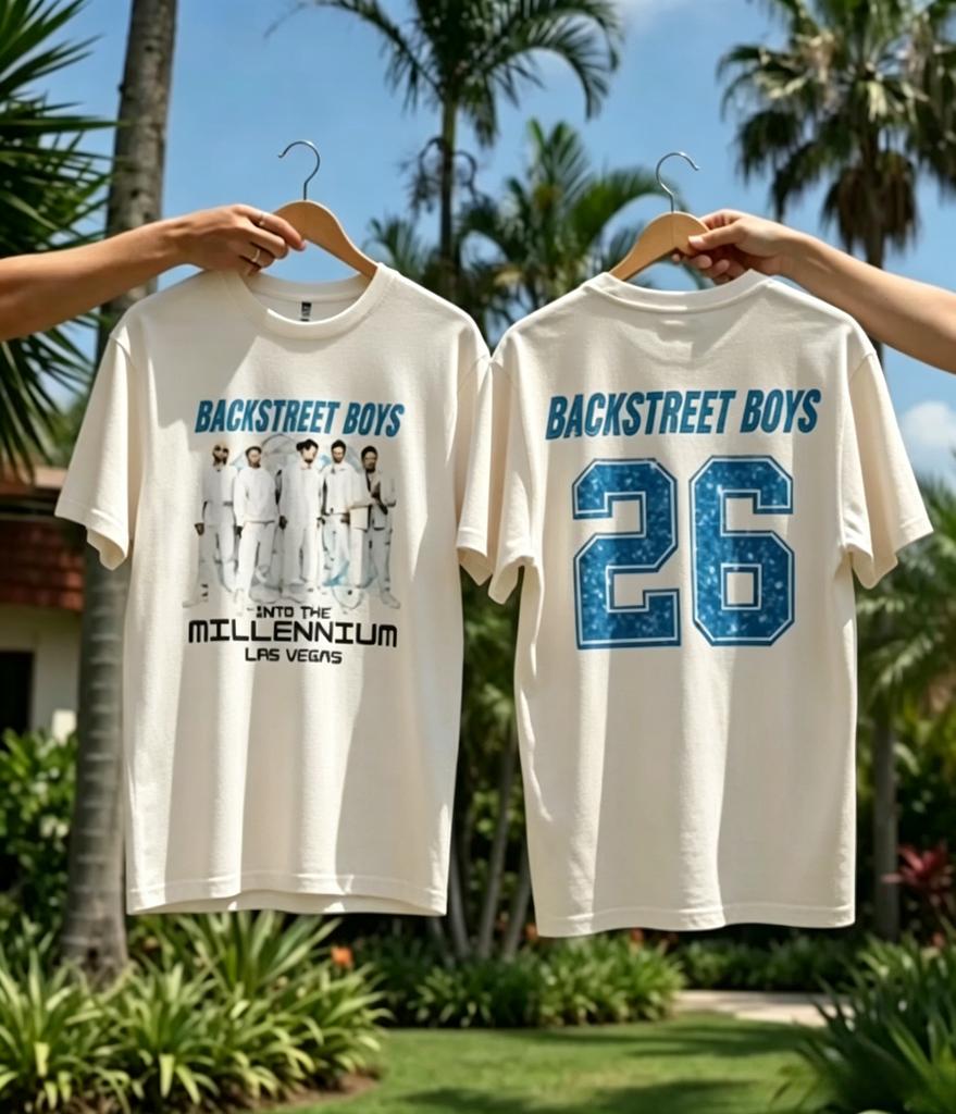 Backstreet Boys Into The Millennium Las Vegas Tour T-Shirt Doppelseitiger Druck Vintage Grafik-T-Shirt Nummernaufdruck Unisex