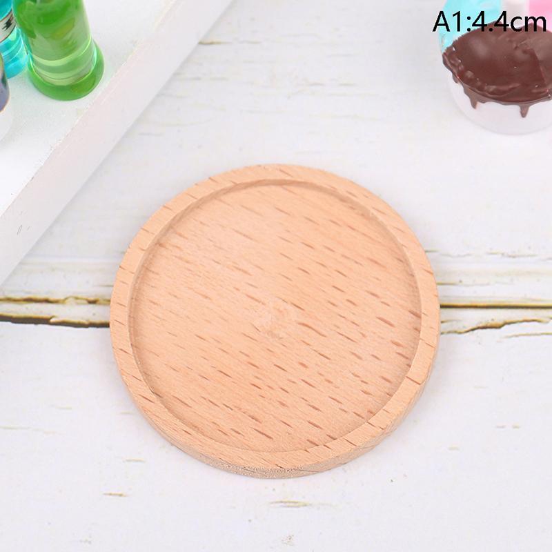 1Pcs 1:12 Dollhouse Wooden Miniature Round Tray Model Furniture Diy Accessories