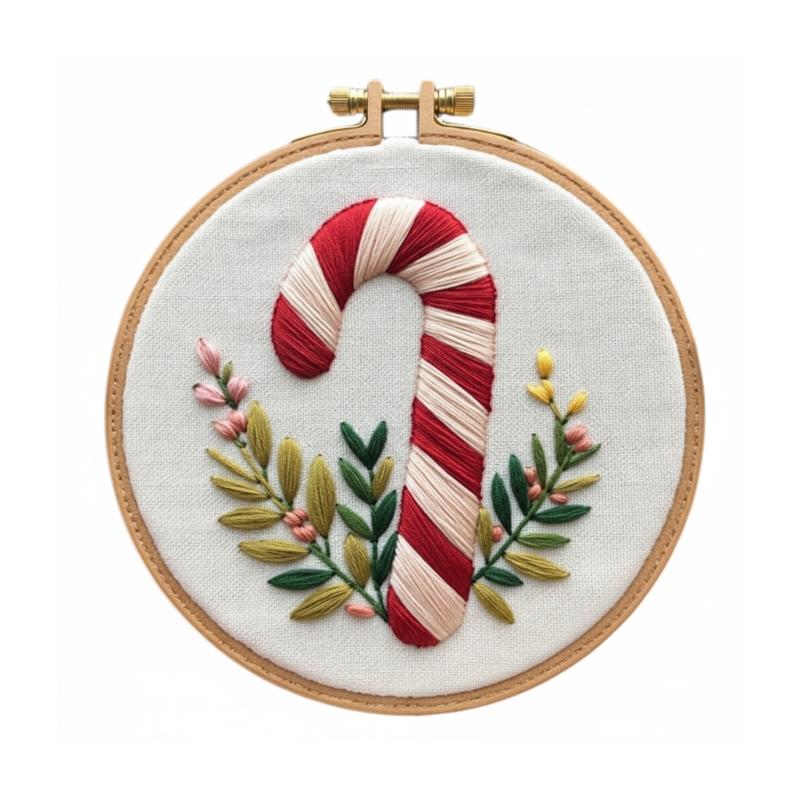 Christmas Themed Embroidery Set for Beginner with Instruction Stitching Hoop