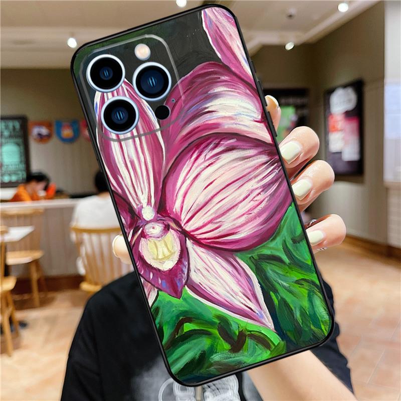 Orchid Flowers Colorful Case For iPhone 17 Pro Max 16 15 14 11 12 13 Mini Plus 16e 17 Air Bumper Cover Accessories