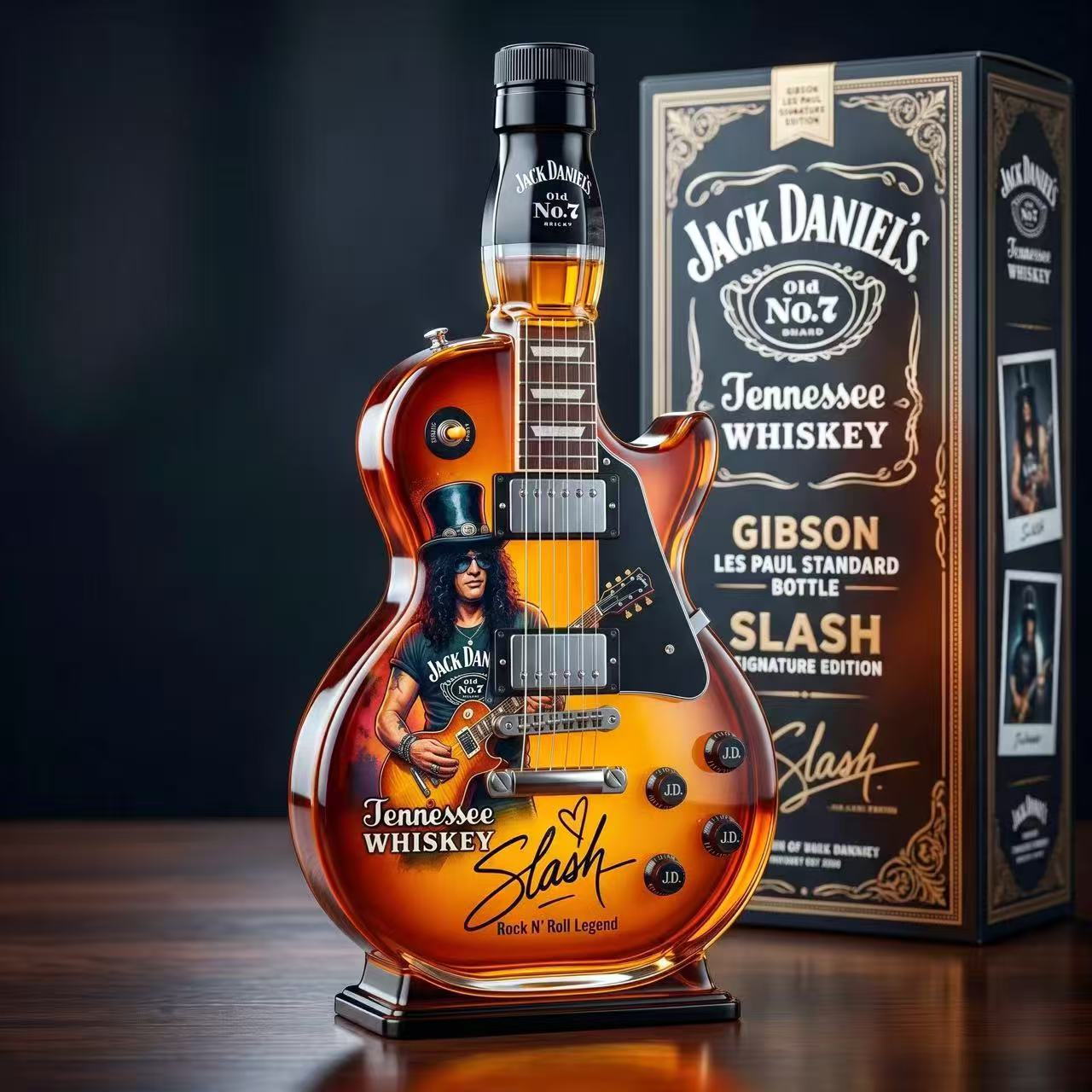 Retro Sonnenuntergang Farbverlauf Gitarrenförmige Whiskeyflasche Hohes Borosilikatglas Vintage Rock Sammlerstück Hausbar Dekoration Geschenk