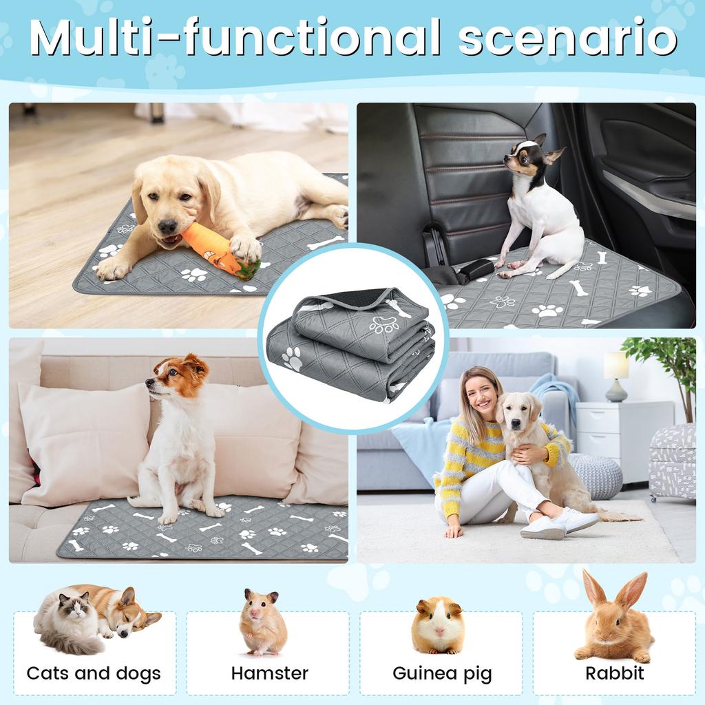 2Pcs Dog Pee Pad Reusable Absorbent Puppy Training Pad Multi purpose Non-slip Guinea Pig Cage Liner Pet Supplies for Home Travel