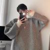 Men's Round Neck Striped Sweater - Autumn/Winter Retro Knit Pullover, Versatile and Loose-Fit.