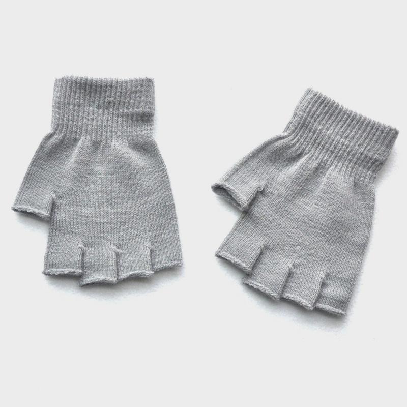 1Pair Black Short Half Finger Gloves Unisex Knitted Elastic Warm Wrist Glove Solid Color Winter Soft Guantes Cycling Accessories