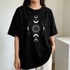 Camiseta Estampada Gráfica de Sol, Lua e Estrelas Verão Feminina Unissex Moda Casual Solta Vintage Tops Gola O Manga Curta Camisetas Tops