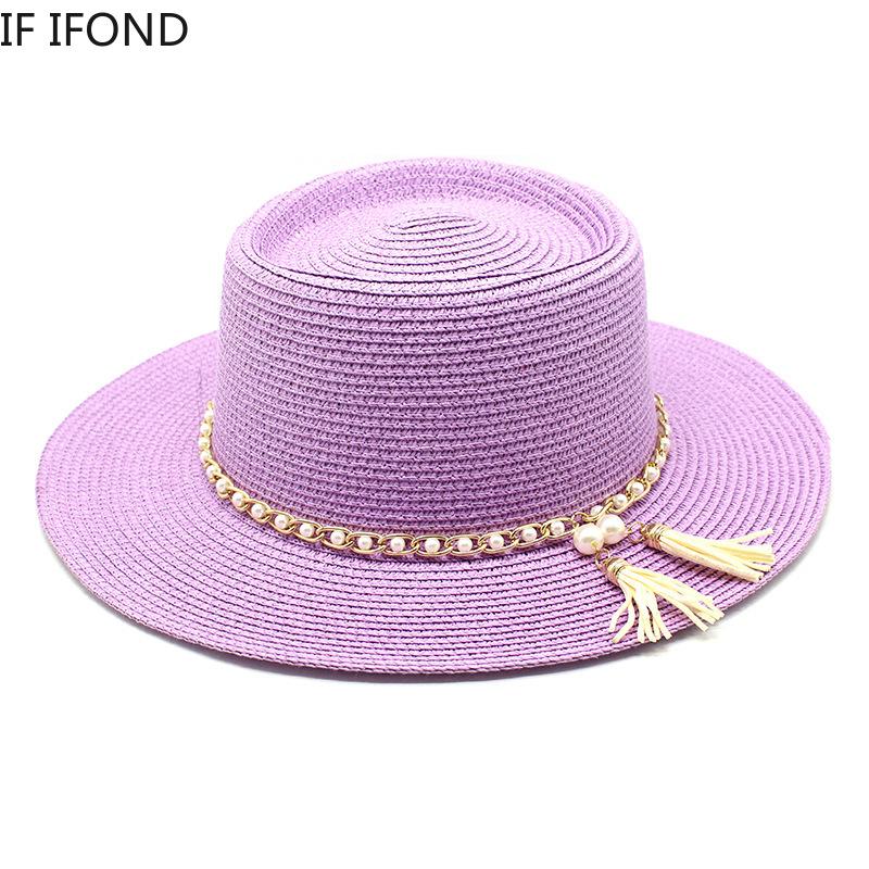 New Women Hats Summer Sun Straw Hats Outdoor Beach Panama Jazz Hats Leisure Vacation Dress Cap Sombreros De Mujer