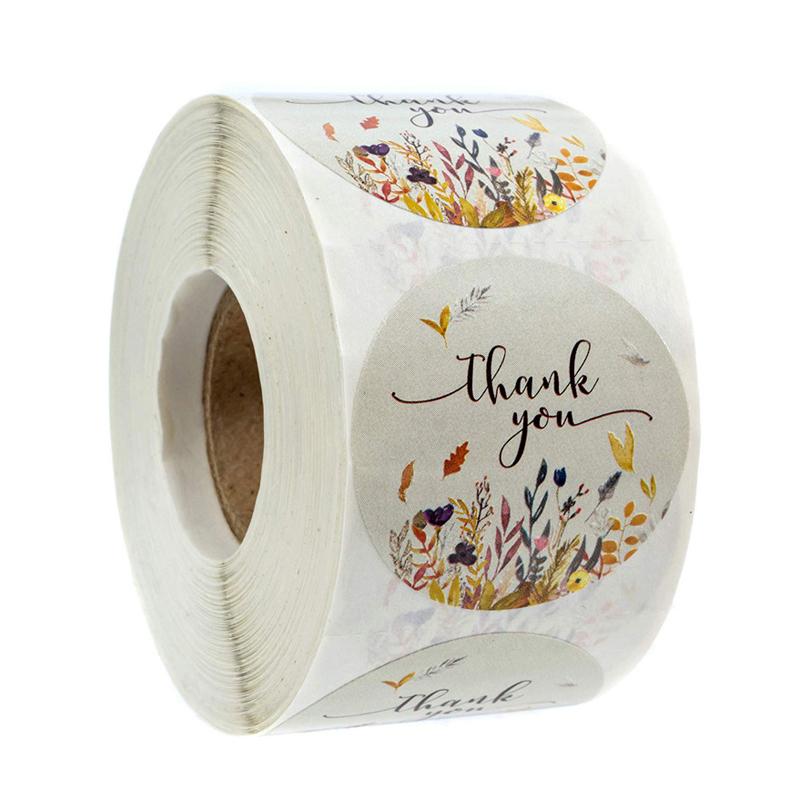 100-500 Pieces / Roll 4 Kinds Of Flowers Thank You Stamp Sticker Clip Christmas Sticker Decoration Sticker Stationery Sticker