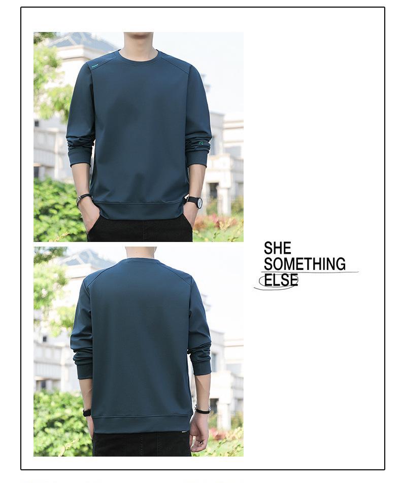 2024 Men's Oversized Round Neck Sweatshirt - Long Sleeve Pullover for Spring and Autumn
