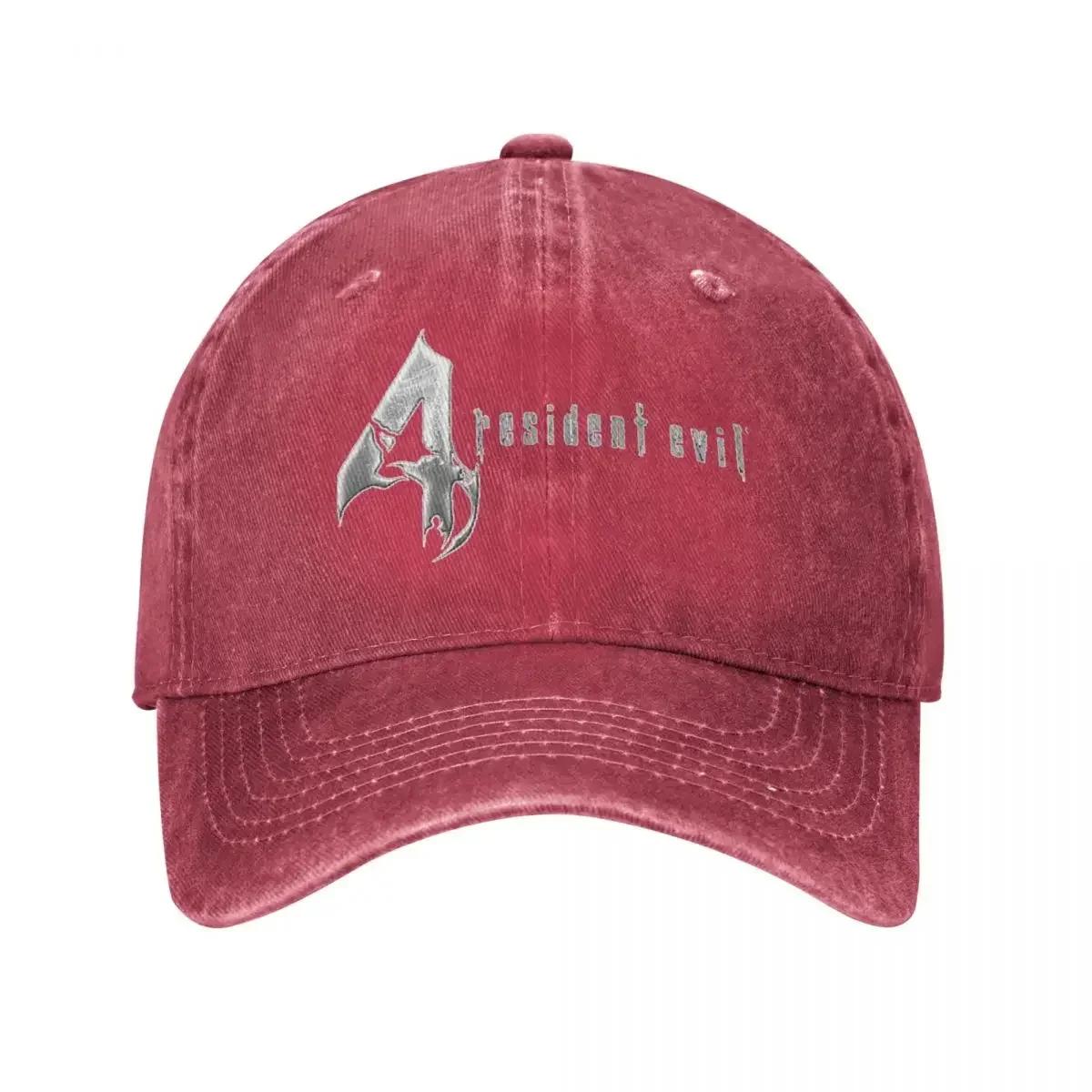 Resident Evils 4 Game Logo Trucker Accessories Vintage Distressed Washed RE4 Casquette Dad Hat for Unisex Women Adjustable Can Be Adjusted