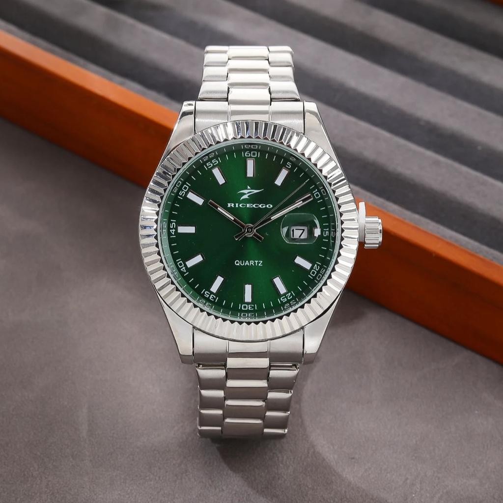 Business casual quartz watch with classic steel bracelet minimalist dial design date display durable case versatile for dail