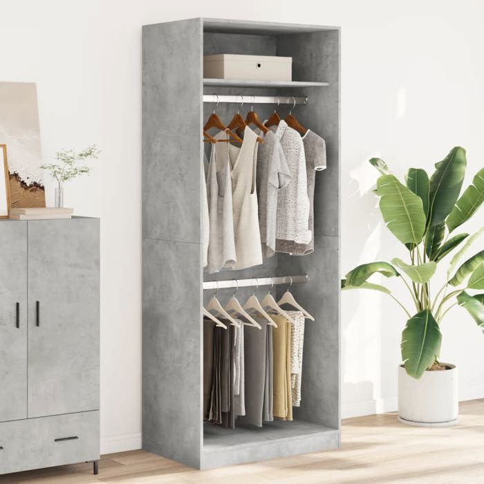 VidaXL Wardrobe Concrete Grey 80x50x200 Cm Engineered Wood, Storage Cabinet, Wardrobe Organizer, Cabinet, 3307795