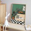 Diamond Painting Kit Full Diamond Round Mosaic Cozy Living Room Cat Sofa Plants Checkerboard Home Decor Gift