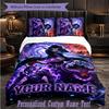 Personalized 3Pcs Bedding SetSolo Leveling Custom Text Duvet Cover Pillowcase Set Bedroom Gift