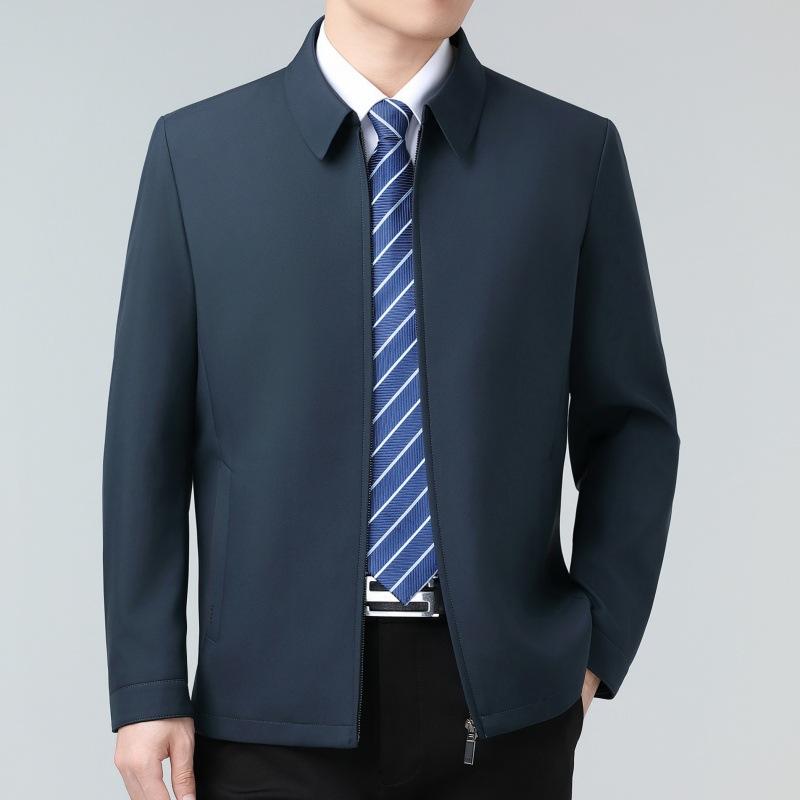 Lapel Jacket for Leading Cadres, Men's Autumn Middle-aged Dad's Business Jacket, Civil Servant Formal Mulberry Silk Jacket