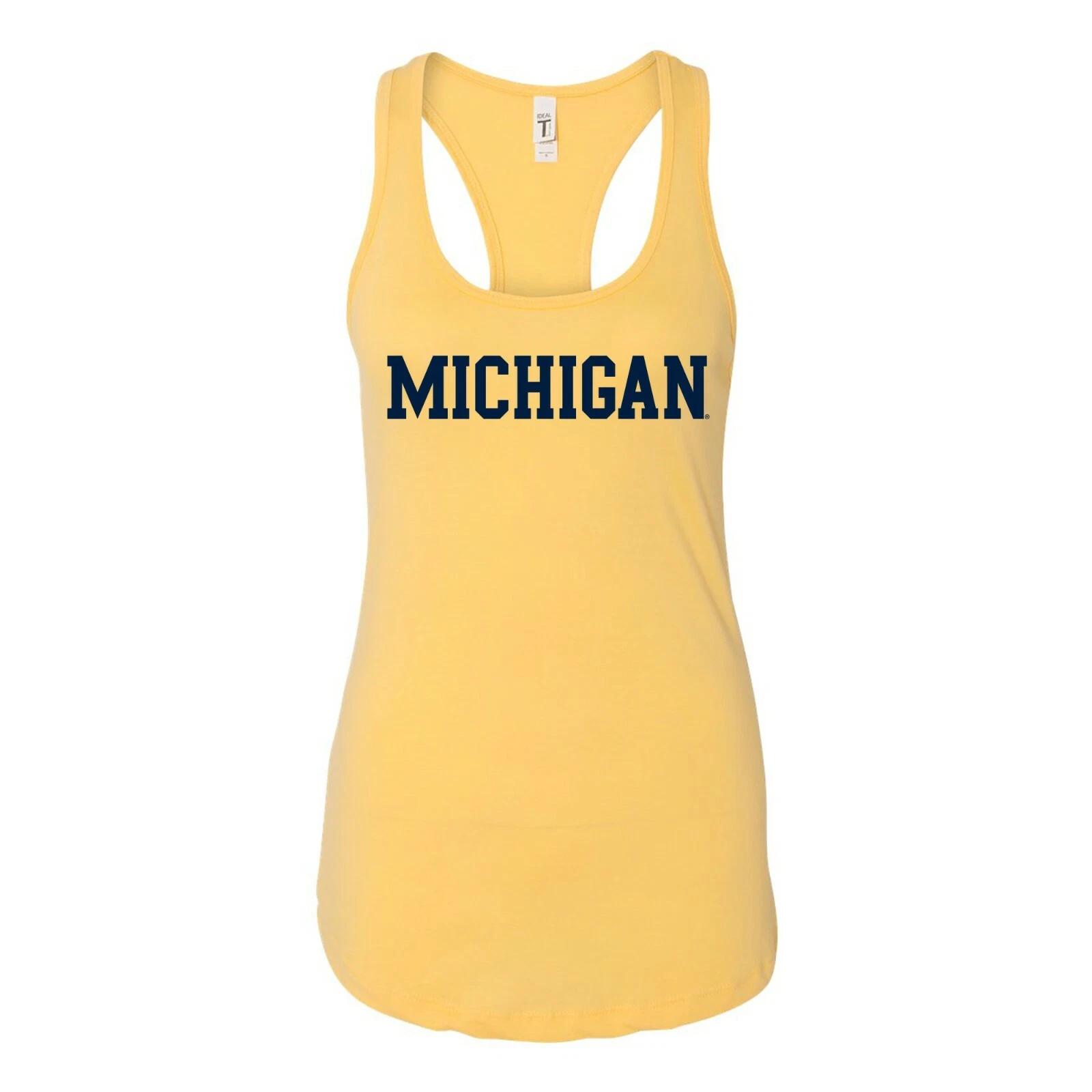 Michigan Wolverines Basic Block, Team Color Womens Racerback Tank XL