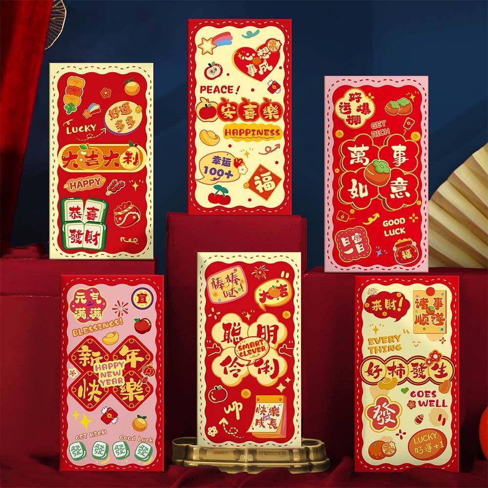 6pcs Horse Theme Horse Year Red Envelope Cartoon Lucky Pockets Hongbao  Festival Gifting