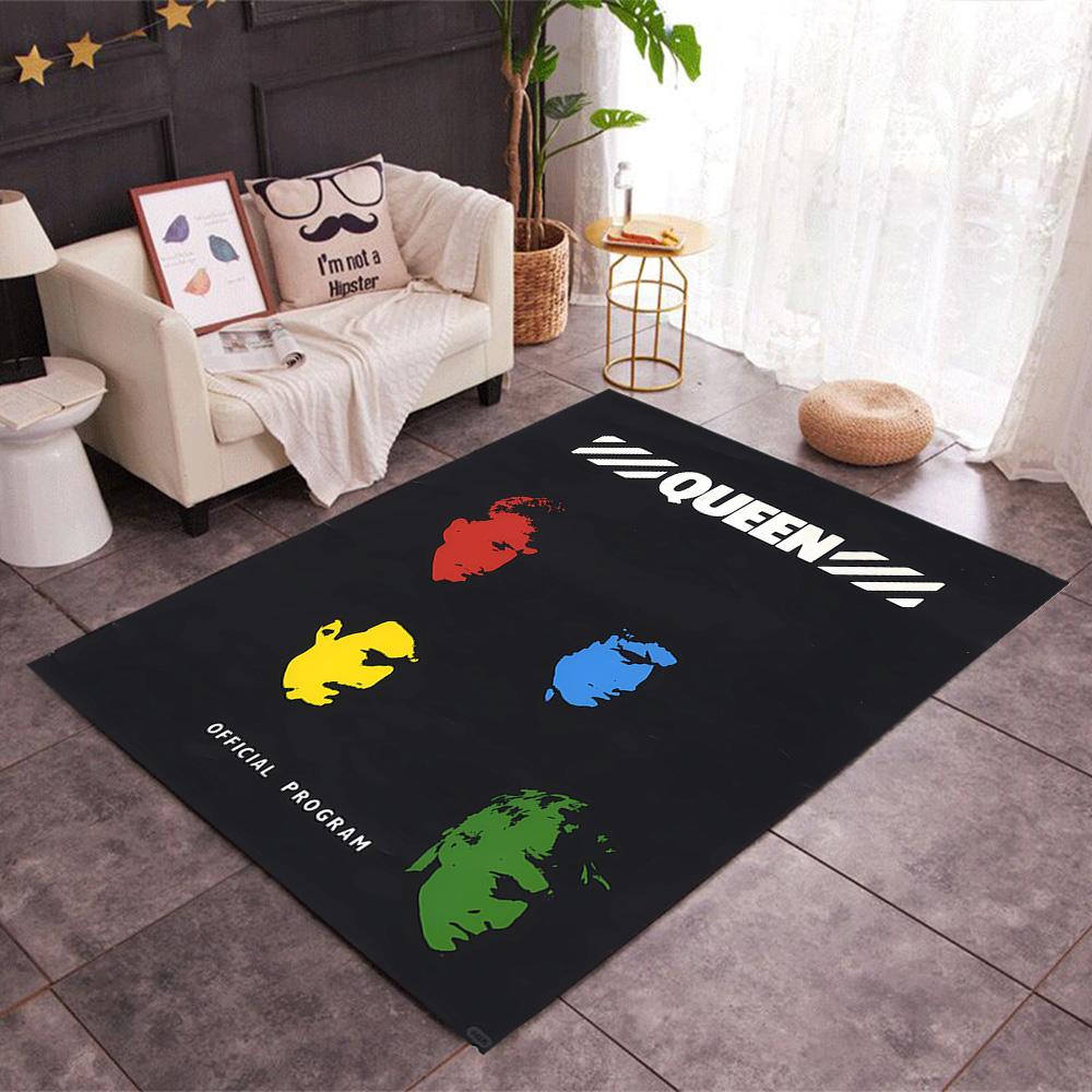 Queen Rock Band In Black Leather Themed Anti-Slip Rugs - Polyester Home Decor, Suitable for Bedrooms, Living Rooms, Doorways, Studios, and Decorations