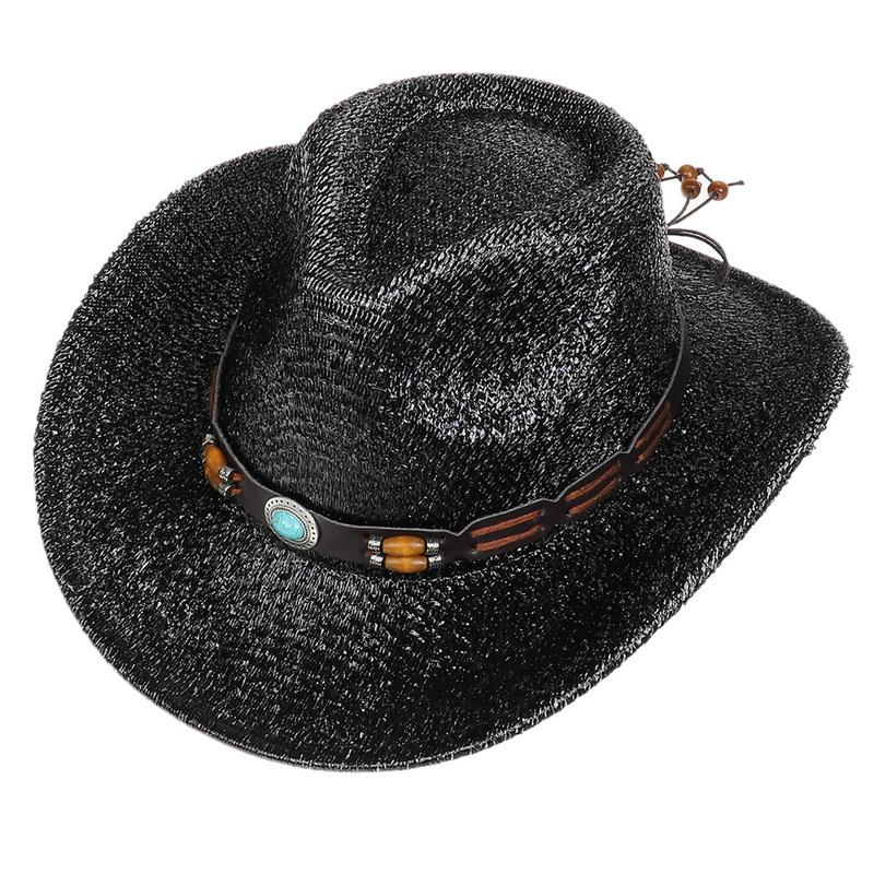 Glitzerndes Cowboyhut Unisex Westernstil Breiter Rand Fedora Hut für Party Festival Cosplay
