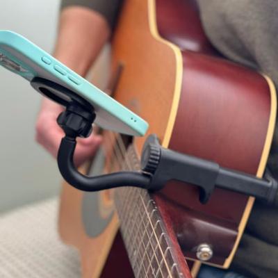 Gitarren-Telefonhalter, 360 Grad drehbar, verstellbar, universell, für Akustik- und klassische E-Gitarre, Bass, Ukulele, Clip-on