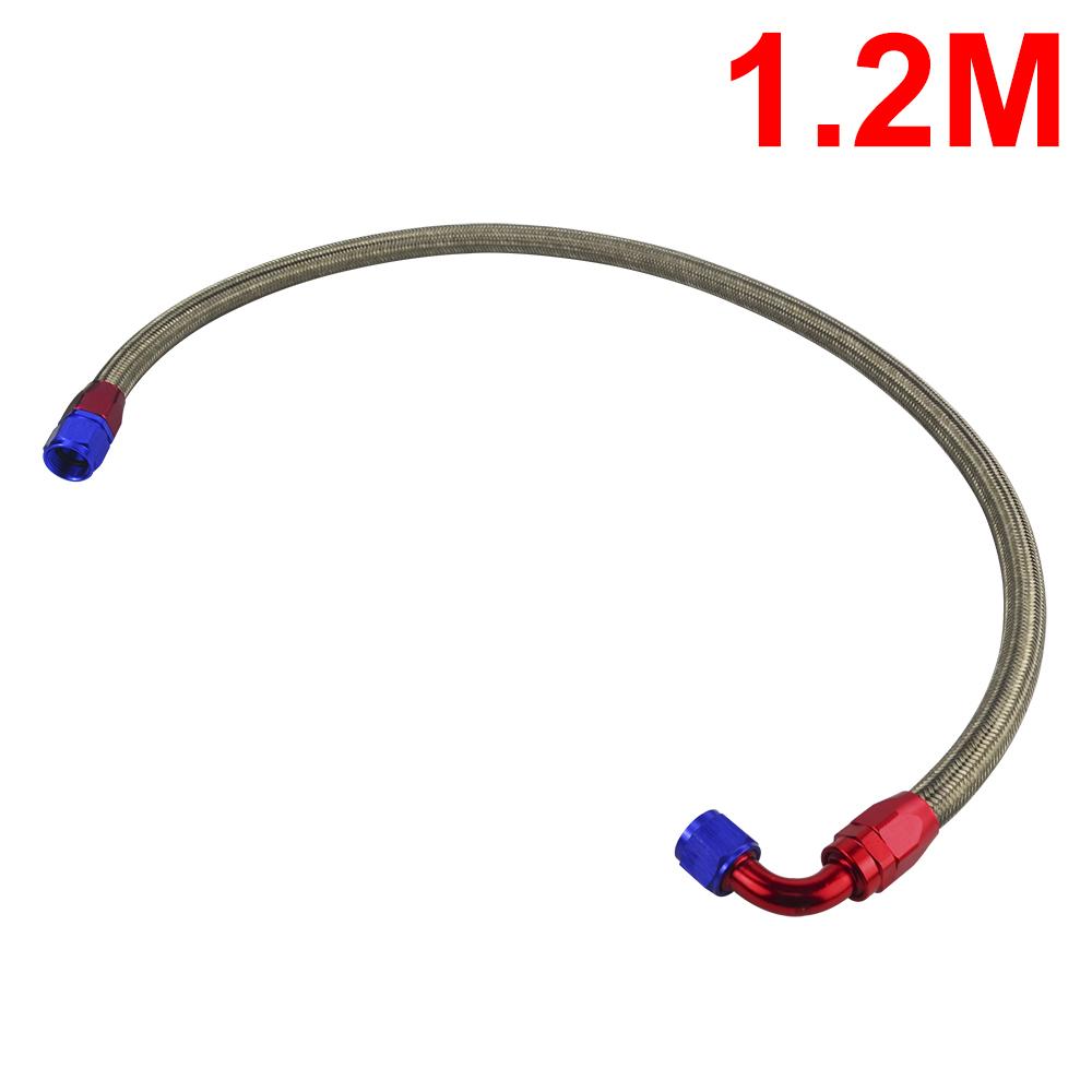 PQY - AN10 1M/1.2M/1.4M Stainless Steel Brained Oil Hose Line Hose Tube With 0Degree 90Degree Swivel Hose End Fitting Installed
