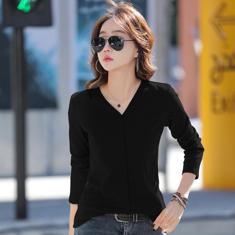 

Футболка с длинными рукавами, весна и осень, новые женские весенние топы, верхняя одежда, облегающая рубашка, модная облегающая рубашка XXXL чёрный