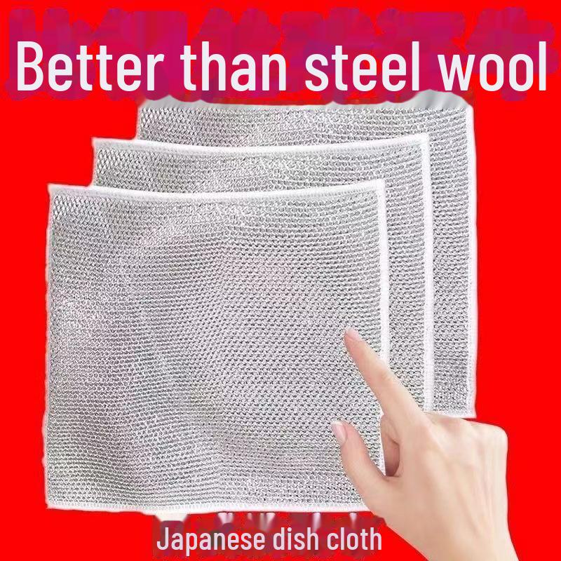 

Тряпка для мытья посуды из стальной шерсти – серебристая металлическая проволока с антипригарным покрытием для очистки кухни