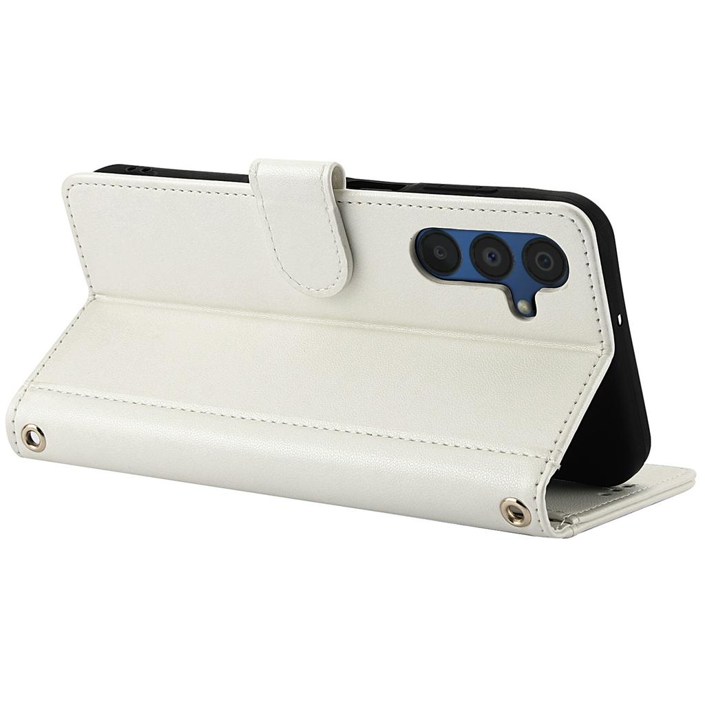 SY-003 For Samsung Galaxy A35 5G Case PU Leather Stand View Phone Wallet Cover with Hand Strap