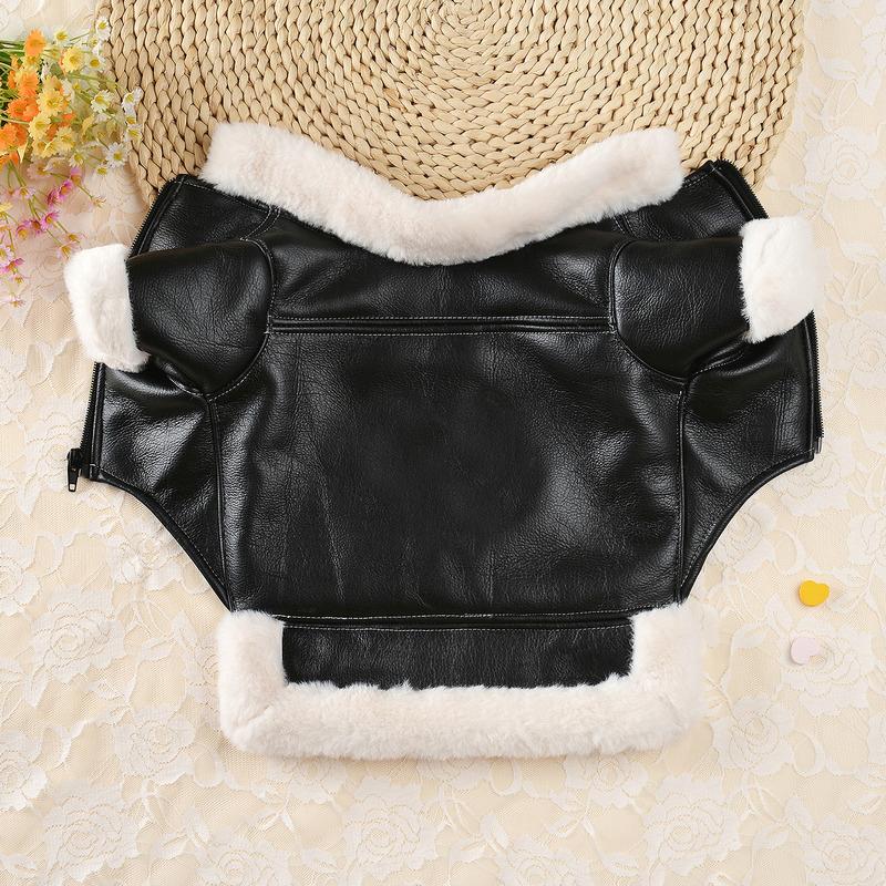 Flying Eagle PU Dog Clothes Plus Velvet Warm Pet Dog Coat Winter Thicken Leather Puppy Jacket Clothes For Small Medium Dogs Cats