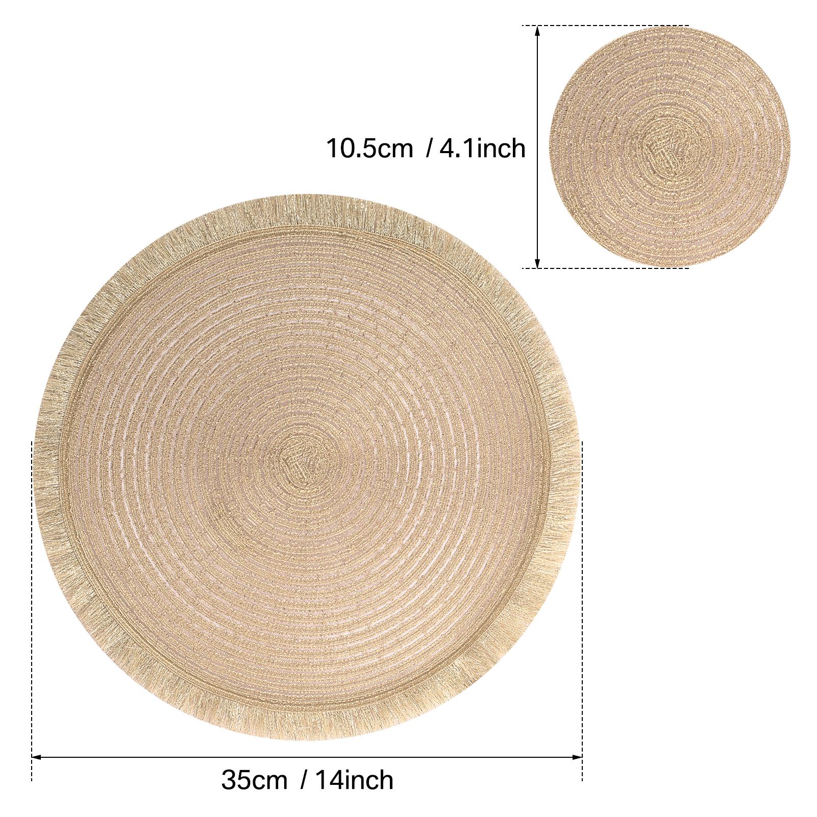 

Set of 4/8 Dining Mat Modern Round Tassel Placemats Heat Resistant Table Pad for Bedroom Living Room Kitchen Christmas Decor 4 mat 4 coaster