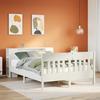 Solid Wood Bed with Shelf Without Mattress White 135x190 cm Pine