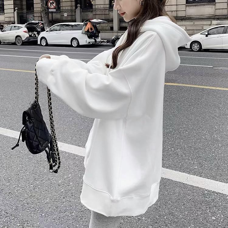 Women's Trendy Solid Color Drop Shoulder Hoodie - Casual, Warm, and Versatile Autumn/Winter Pullover Top