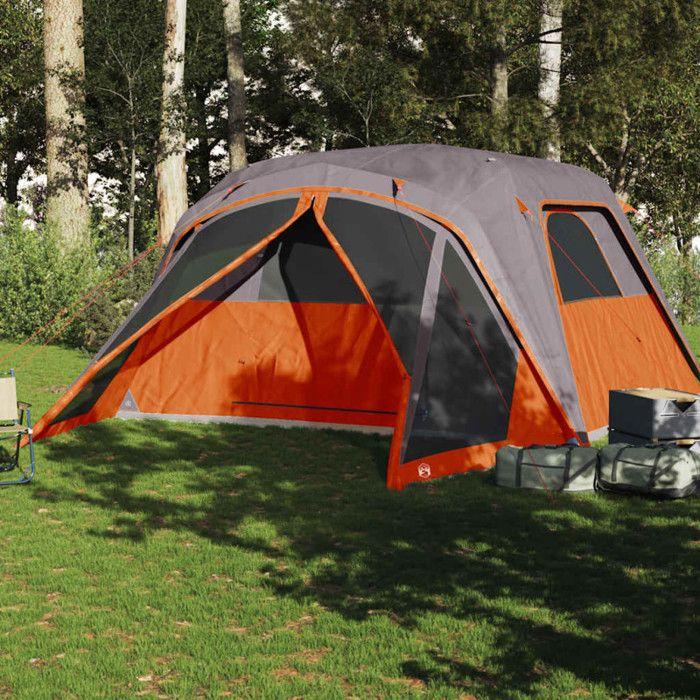 VidaXL Family Tent and Porch 6 Person Grey Orange Waterproof, Tent, Garden Tent, Outdoor Shelter, Tent of 94550