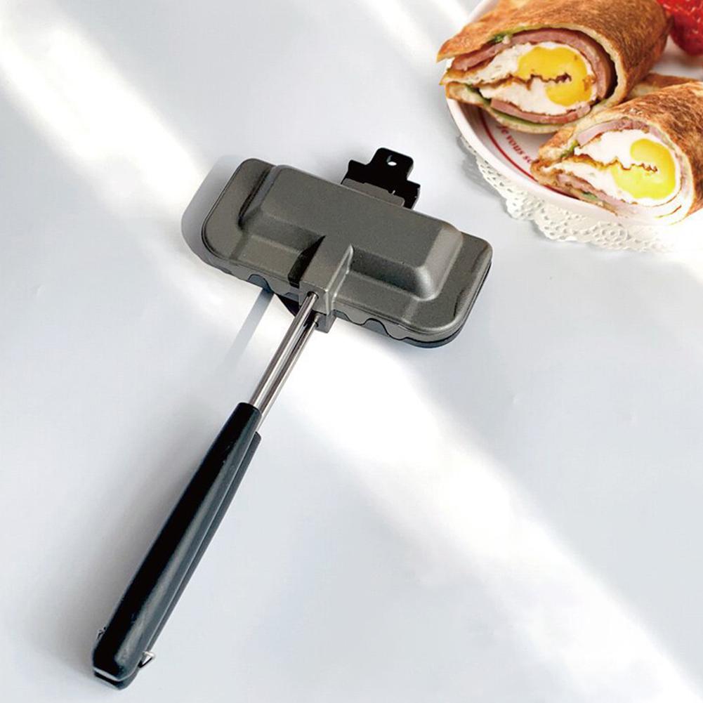 Removable Sandwich Baking Pan Double-sided Hot Dog Toaster Panini Press for Pancakes Omelets Toast