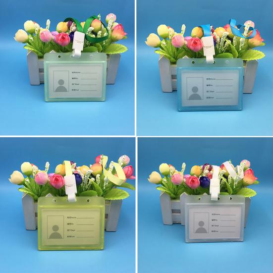 Portacarte d'identità da tasca in plastica rigida Porta badge Porta nome Laccetto da collo