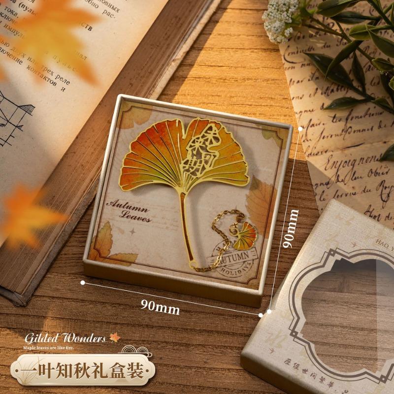 Vintage Leaf Shape Metal Bookmark Exquisite Cultural Creative Stationery Gift