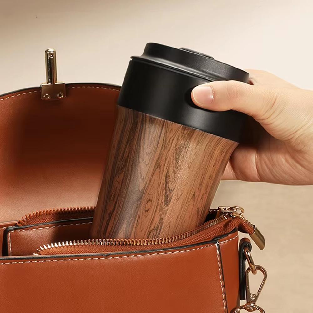 M-Modern-Insulated Wood Grain Coffee Tumbler 350Ml For Travel - With Coated Interior, Suitable For All Beverages Hot Or