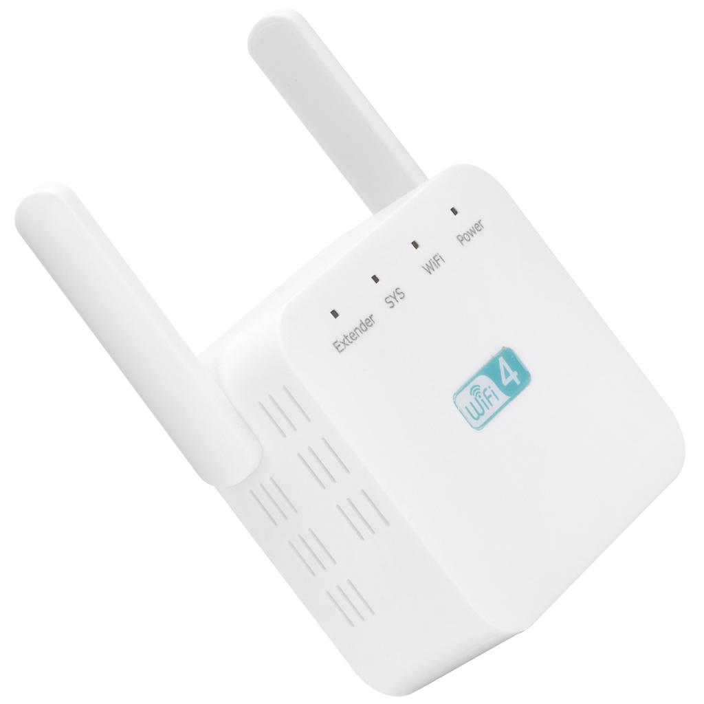 300M Repeater with Double Antenna Signal Amplifier Range Extender White 100?240VUS Plug