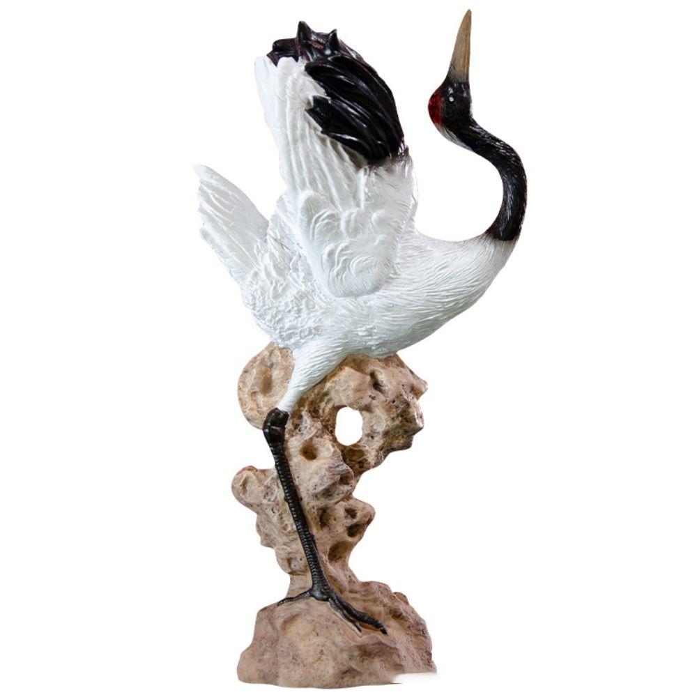 Cartoon Fairy Crane Figurine Mini Crane Resin Ornament Holiday Gift Crane Garden Statue  Bedroom