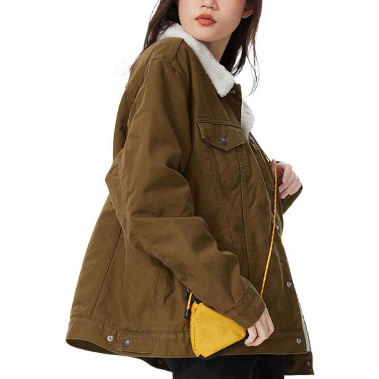 Levis FW22 Jednokolorowa Jednorzędowa Gruba Kurtka Unisex Kurtki Wojskowy Zielony 16365-0189